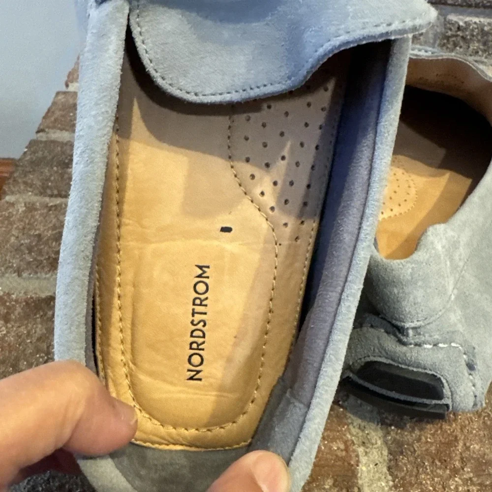 Nordstrom Men's Suede Driving Loafers Light Gray Moccasins Slip On Size 10M #481